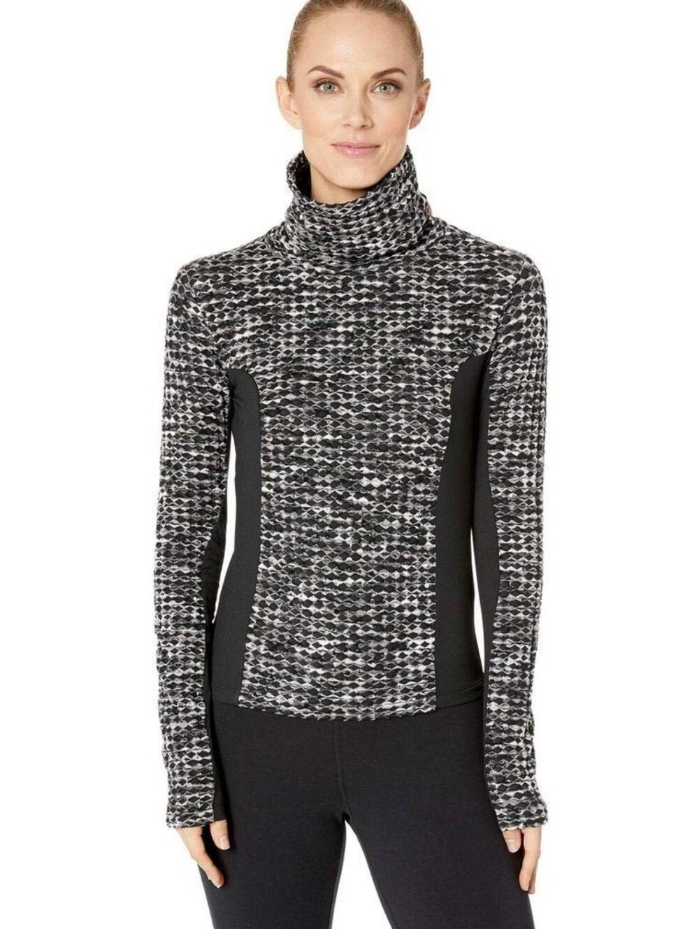 Nike Pro Hyperwarm Turtleneck Black & White Long Sleeve Size L